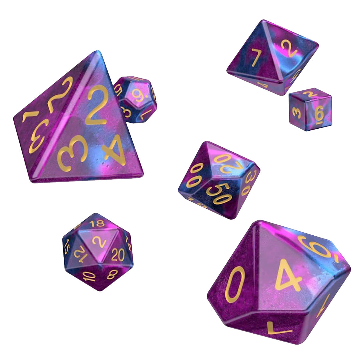 Oakie Doakie Dice RPG Set GemiDice - Amethyst 7pc
