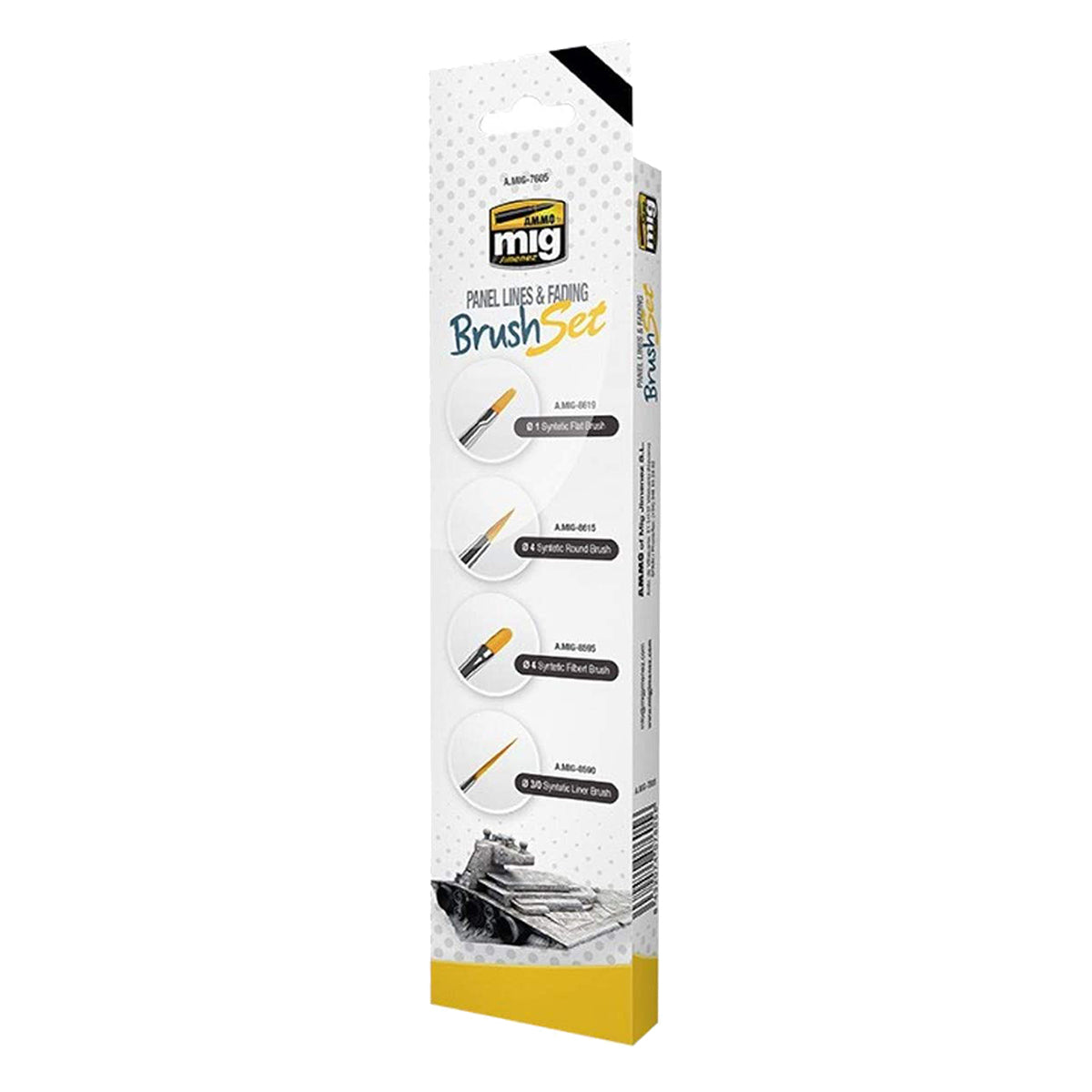Ammo by MIG Brushes Panel Lines and Fading Brush Set