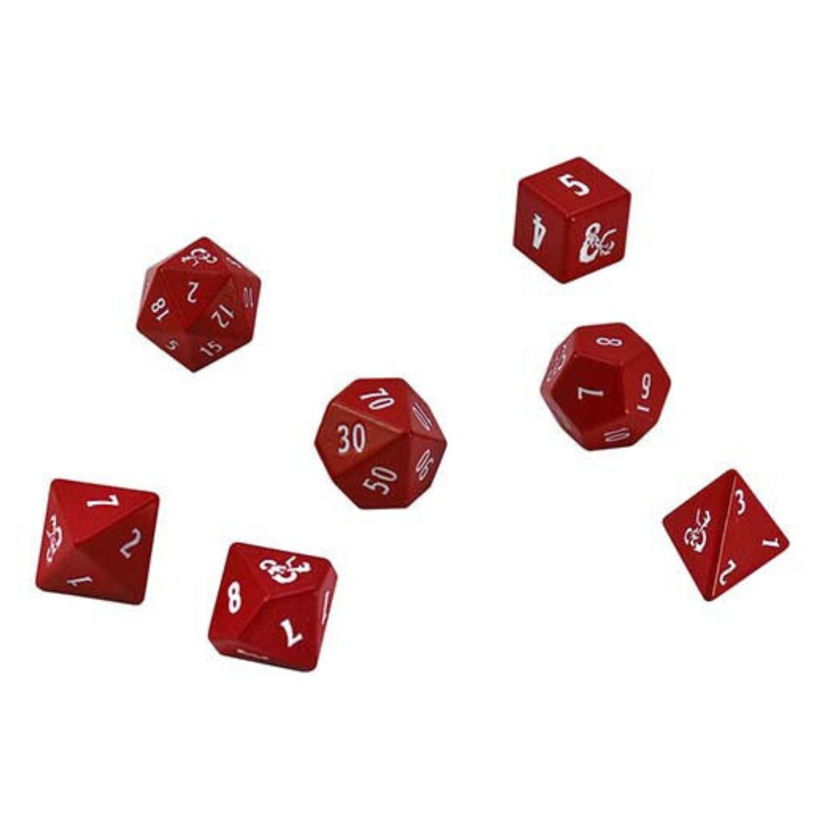 D&D Heavy Metal Set 7 RPG Red and White Deluxe Dice Set