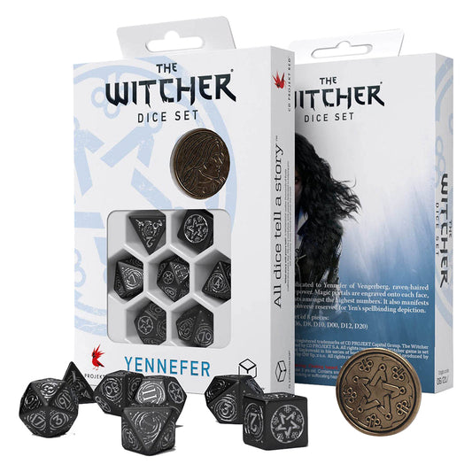 Q Workshop The Witcher Dice Set Yennefer - The Obsidian Star Dice Set 7 with coin