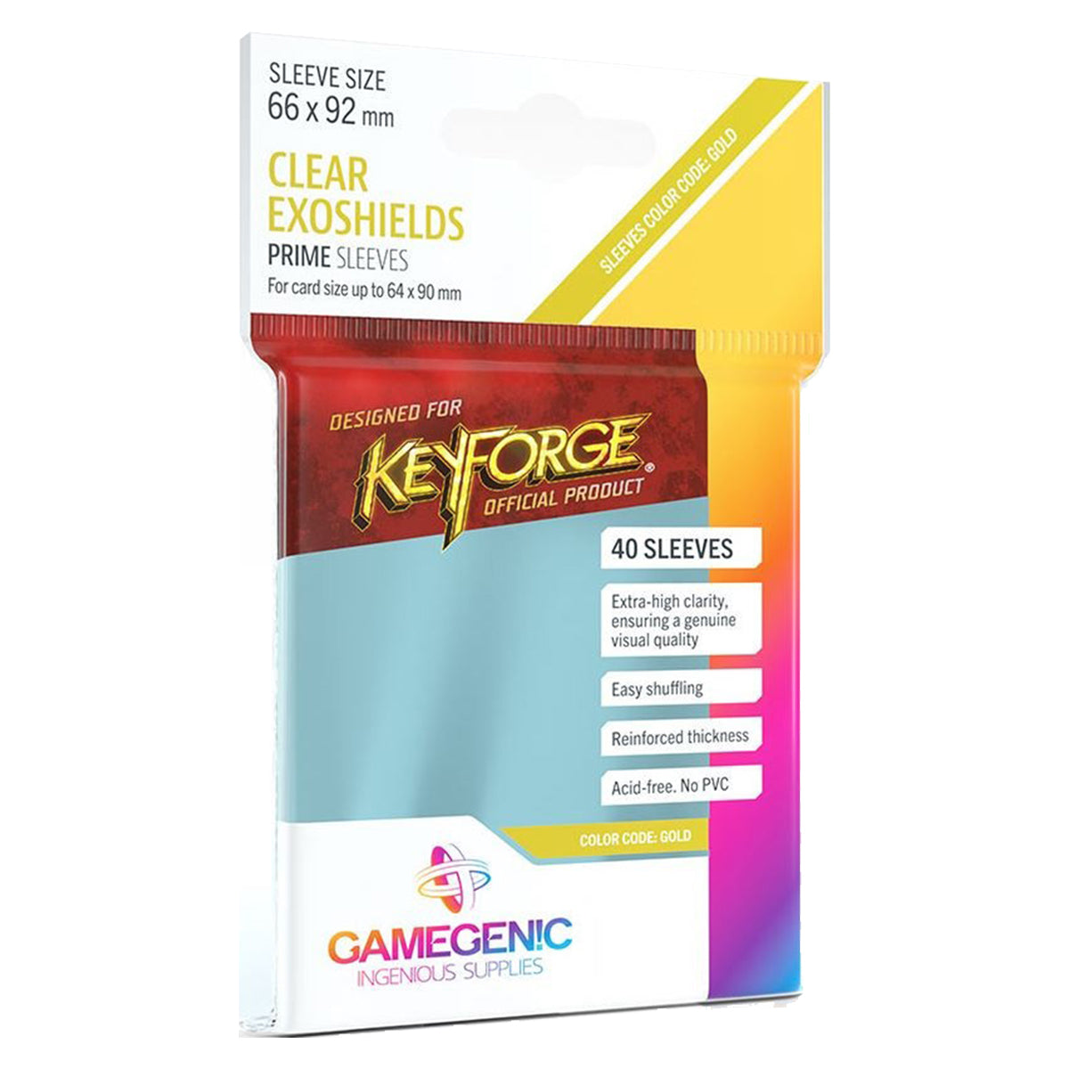 Gamegenic Prime Board Game Sleeves Keyforge Exoshields Clear 66mm x 92mm 40pc