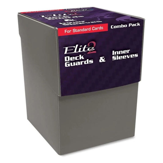 BCW Deck Case Box, Deck Protectors and Inner Sleeves Standard Elite2 Combo Pack Glossy Cool Grey