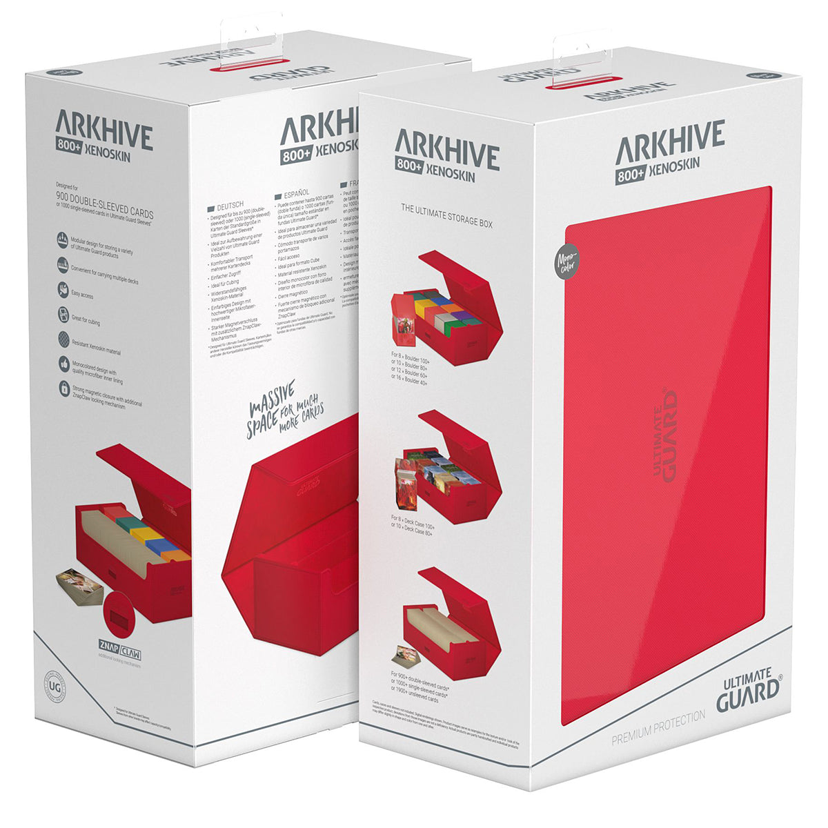 Ultimate Guard Arkhive Flip Case 800+ Standard Size XenoSkin Monocolour Red Deck Box