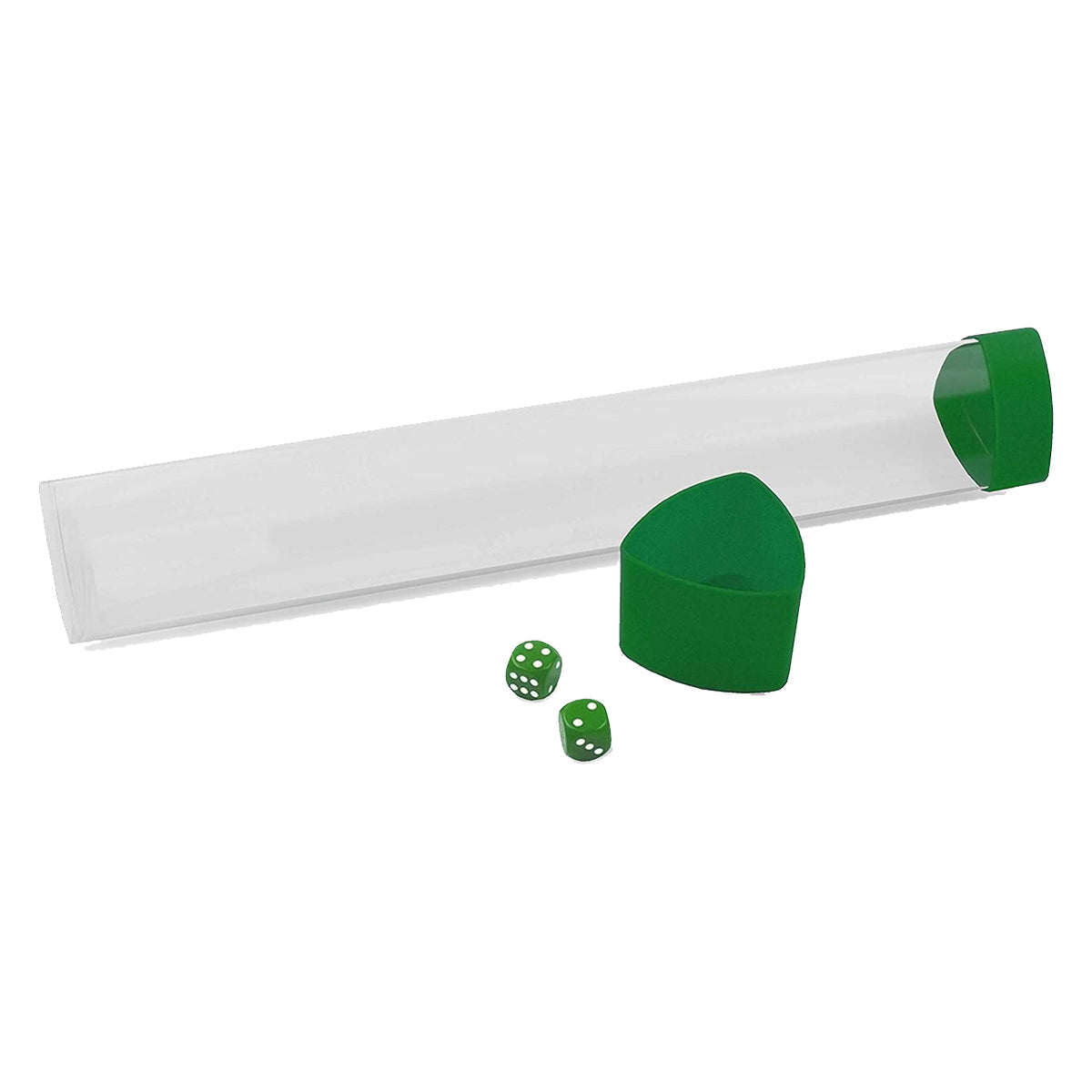 BCW Clear Playmat Tube with Green Caps Dice