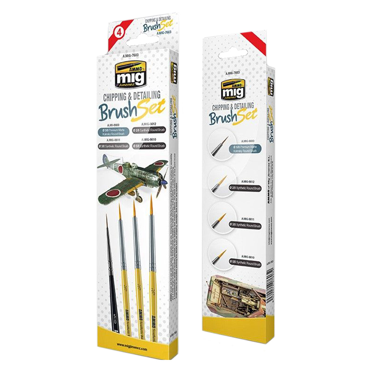 Ammo by MIG Brushes Chipping and Detailing Brush Set
