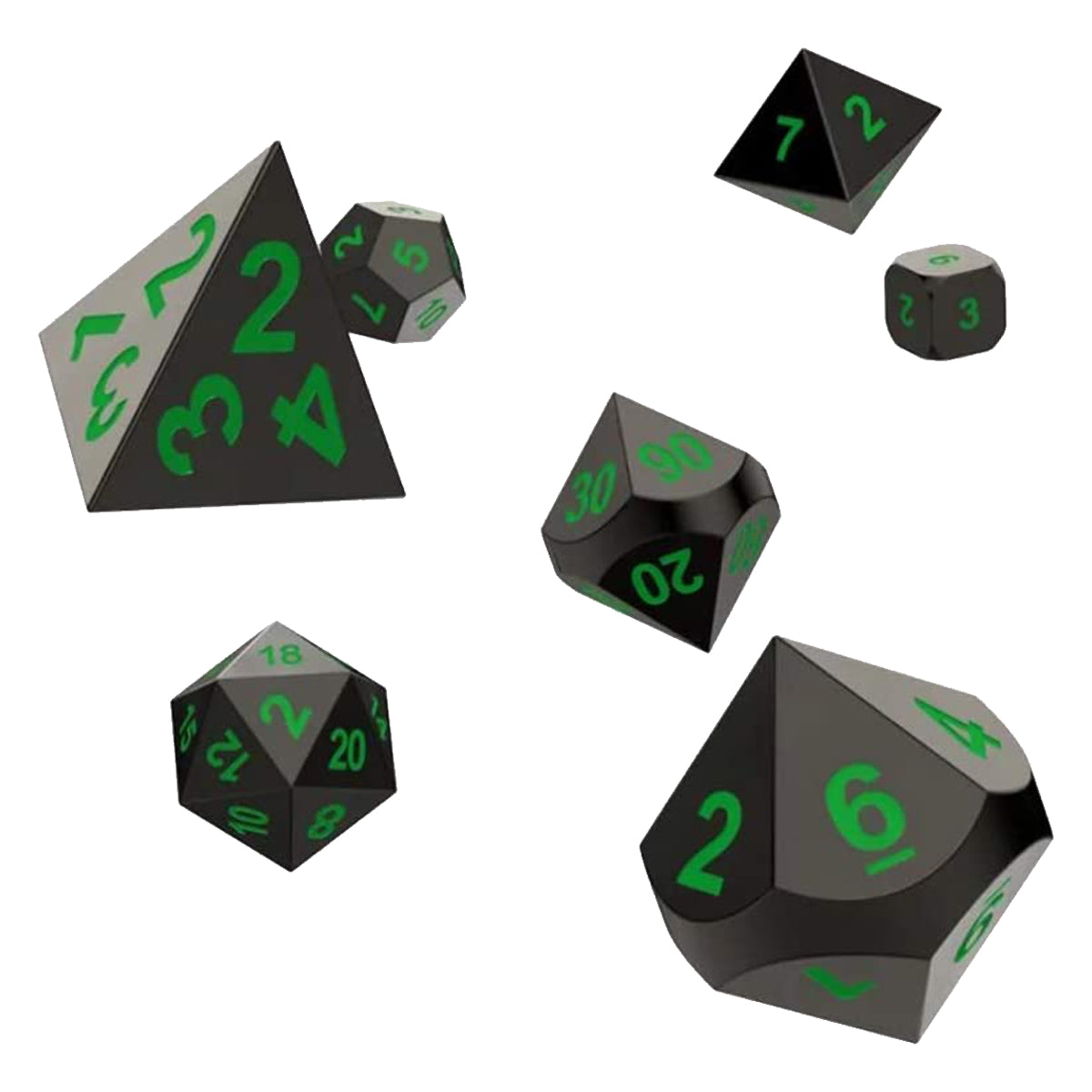 Oakie Doakie Dice RPG Set Metal Dice - Matrix 7pc