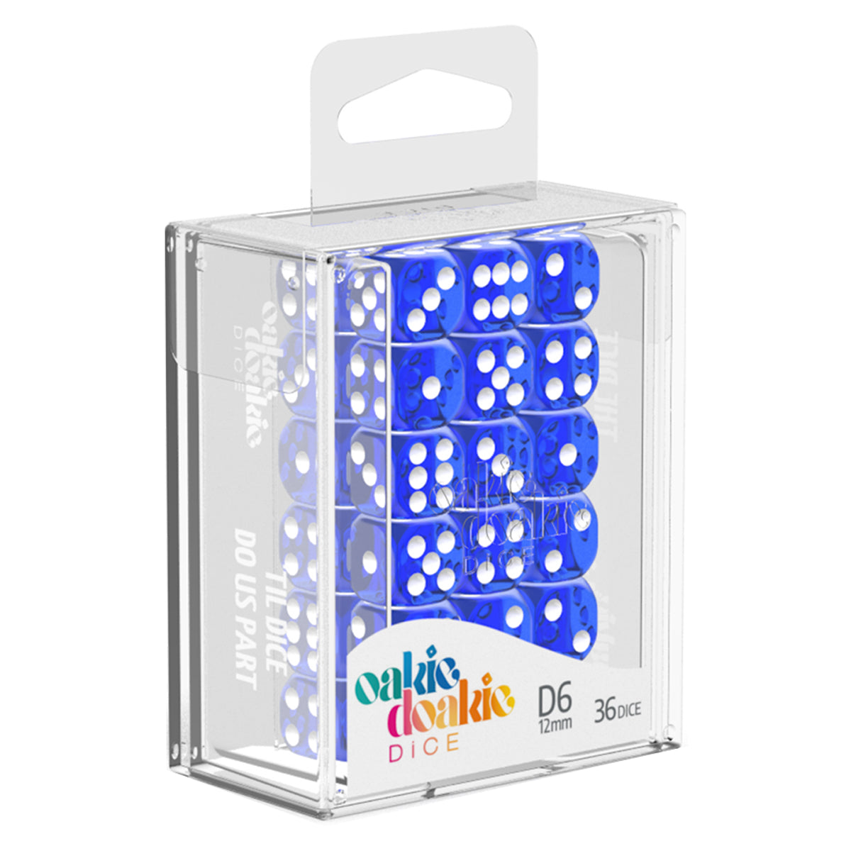 Oakie Doakie Dice D6 12 mm Translucent Blue 36pc
