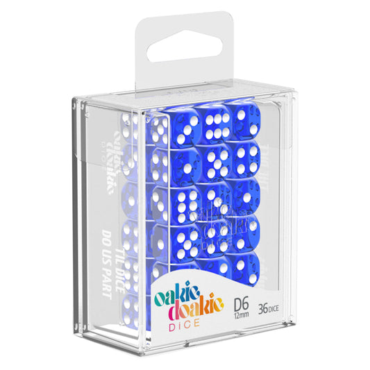 Oakie Doakie Dice D6 12 mm Translucent Blue 36pc