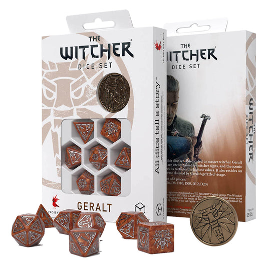 Q Workshop The Witcher Dice Set Geralt - The Monster Slayer Dice Set 7 with coin