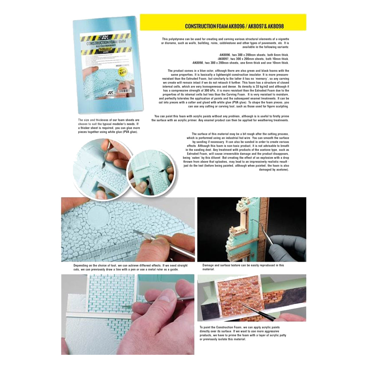 AK Interactive Building Materials - Construction Foam 6mm - Blue Foam 195x295mm