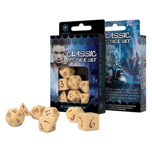 Q Workshop Classic RPG Beige & Burgundy Dice Set 7