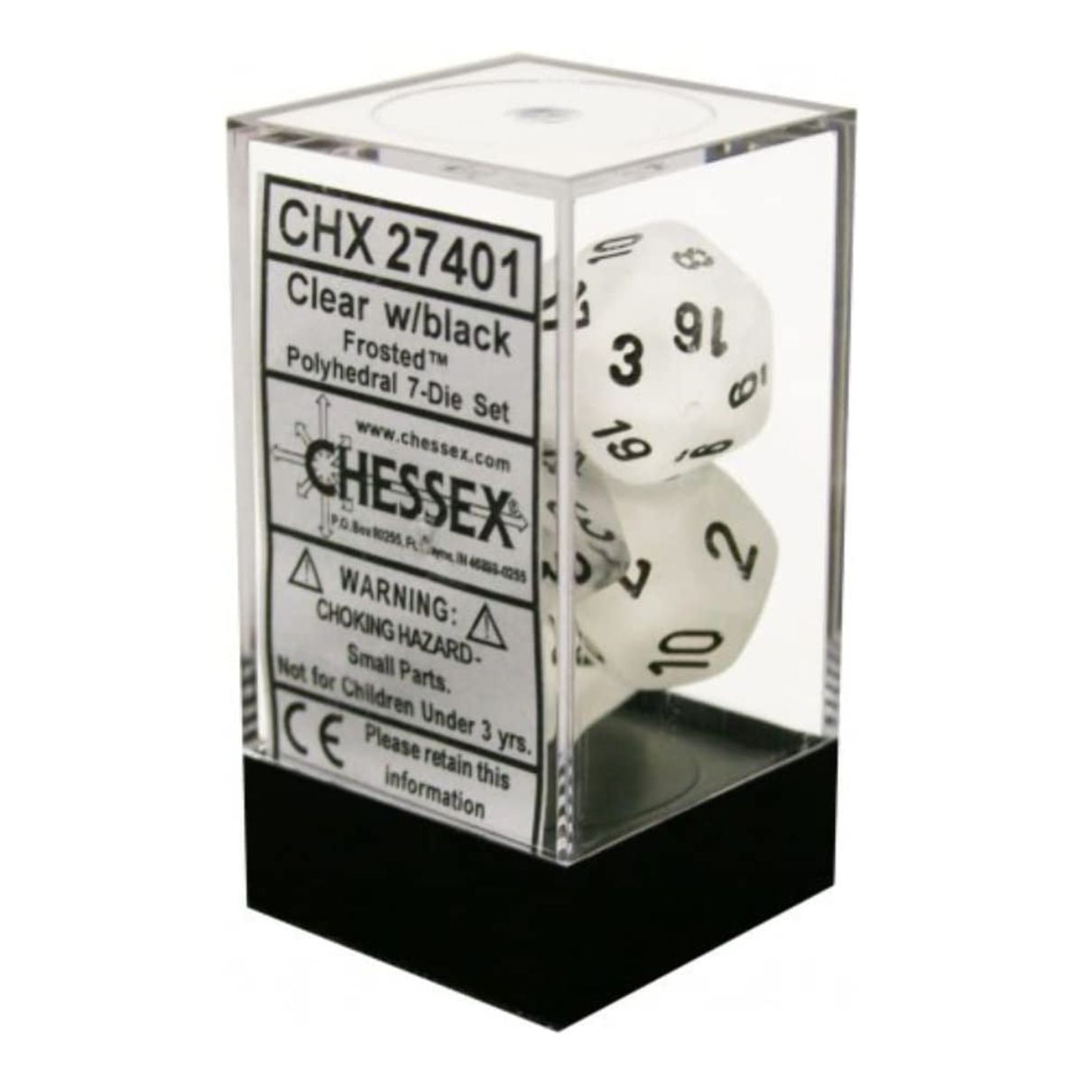 Chessex CHX 27401 Frosted Clear/black 7-Die Set