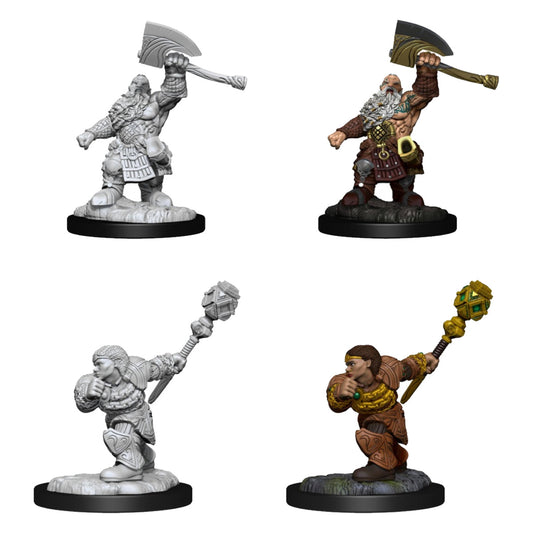 Magic the Gathering Unpainted Miniatures Dwarf Fighter & Dwarf Cleric