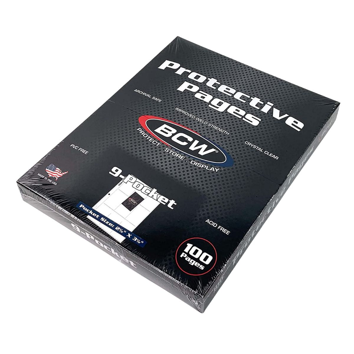 BCW 9 Pocket Protective Pages Top Loading (100 Pages Per Box)