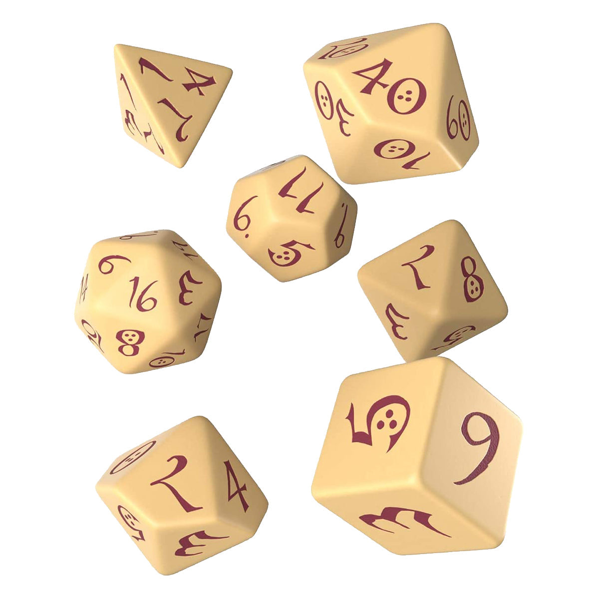 Q Workshop Classic RPG Beige & Burgundy Dice Set 7