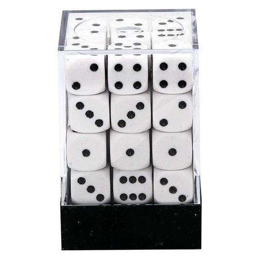Chessex D6 Dice Opaque 12mm White/Black 36pcs