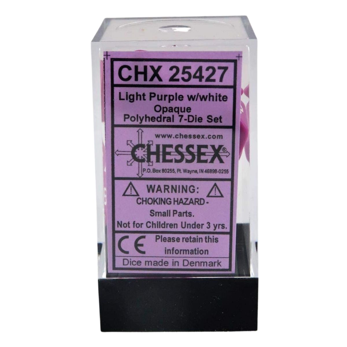 Chessex CHX 25427 Opaque Polyhedral Light Purple/white 7-Die Set