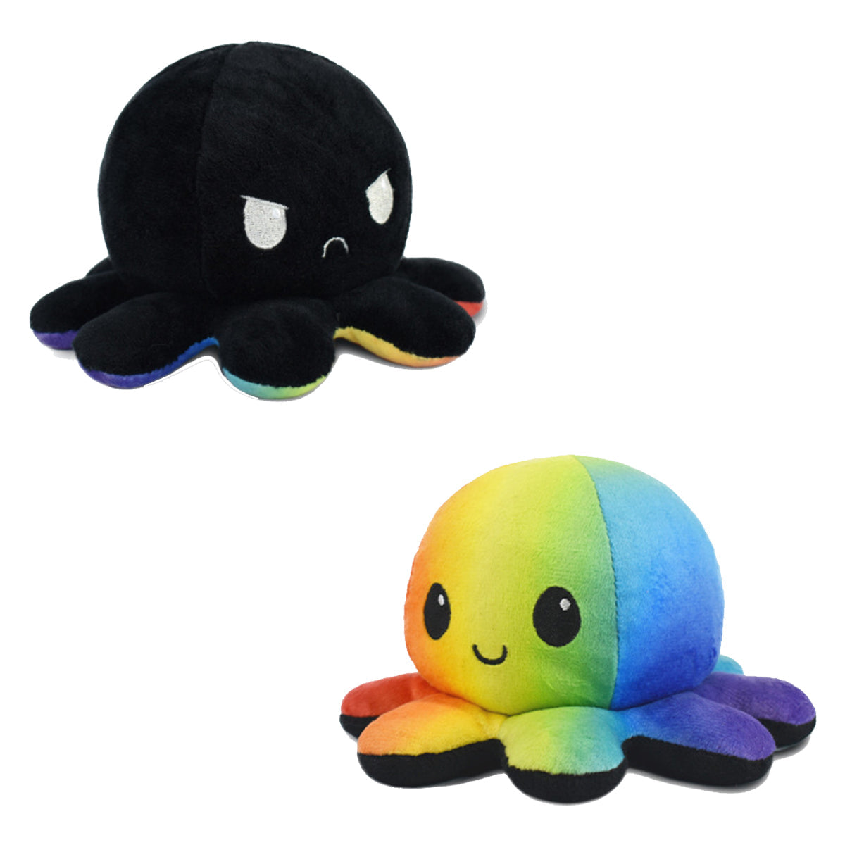 Reversible Plushie Octopus Black/Rainbow