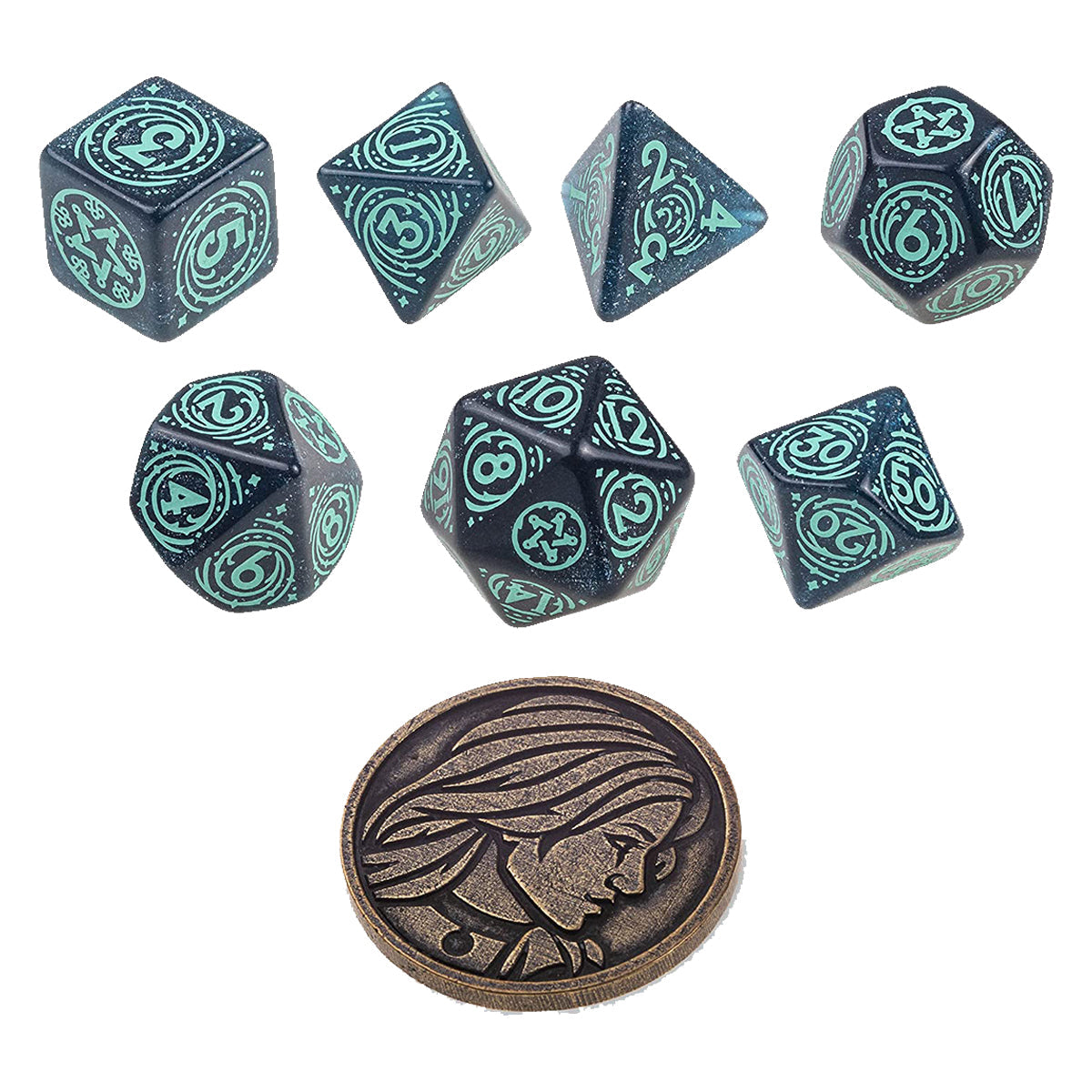 Q Workshop The Witcher Dice Set Yennefer - Sorceress Supreme Dice Set 7 with coin