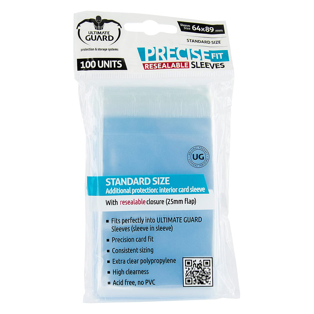Ultimate Guard Precise-Fit Sleeves Resealable Standard Size Transparent 100ct