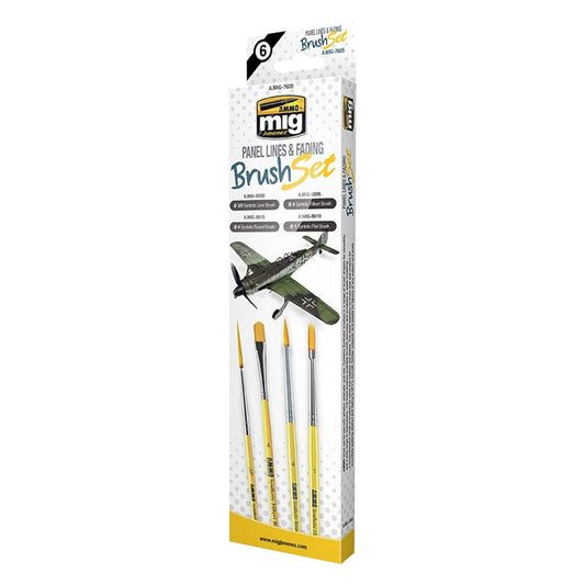 Ammo by MIG Brushes Panel Lines and Fading Brush Set