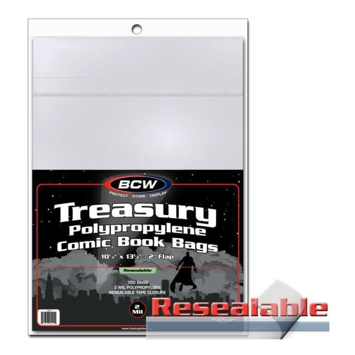 BCW Comic Book Bags Resealable Treasury Comic Books (10" 1/2 x 13" 1/2) (100 Bags Per Pack)