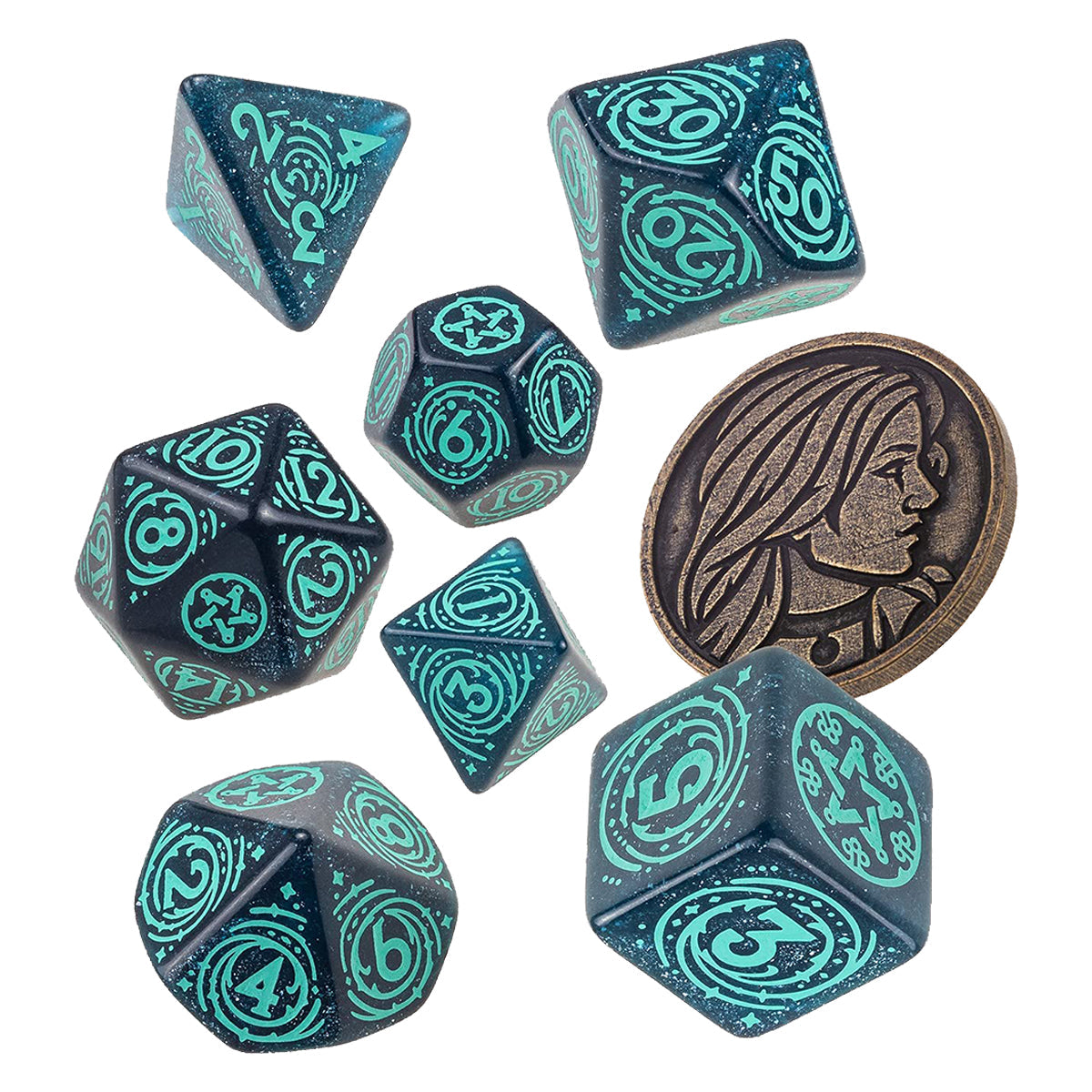 Q Workshop The Witcher Dice Set Yennefer - Sorceress Supreme Dice Set 7 with coin