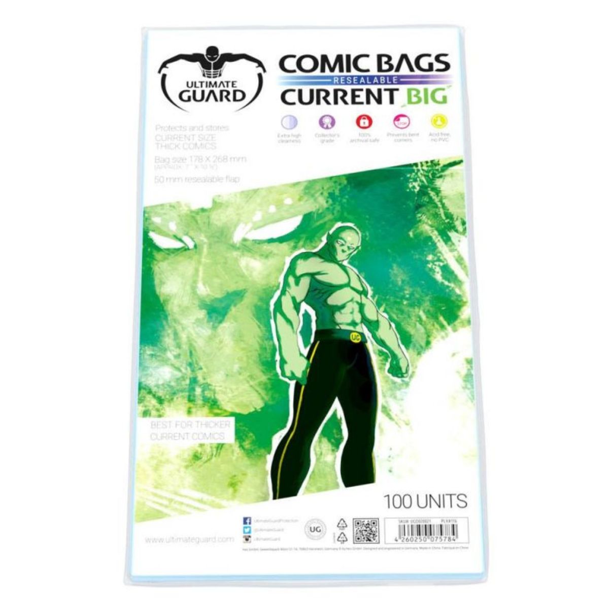 Ultimate Guard Comic Bags BIG Resealable Current Size 100ct