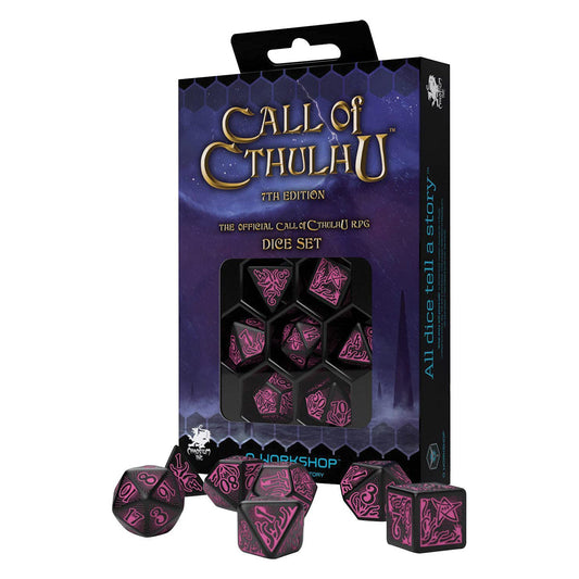 Q Workshop Call of Cthulhu Black and Magenta Dice Set 7