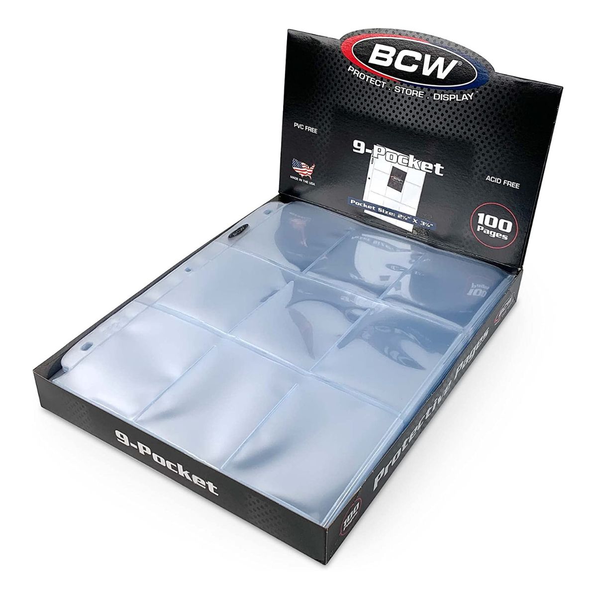 BCW 9 Pocket Protective Pages Top Loading (100 Pages Per Box)