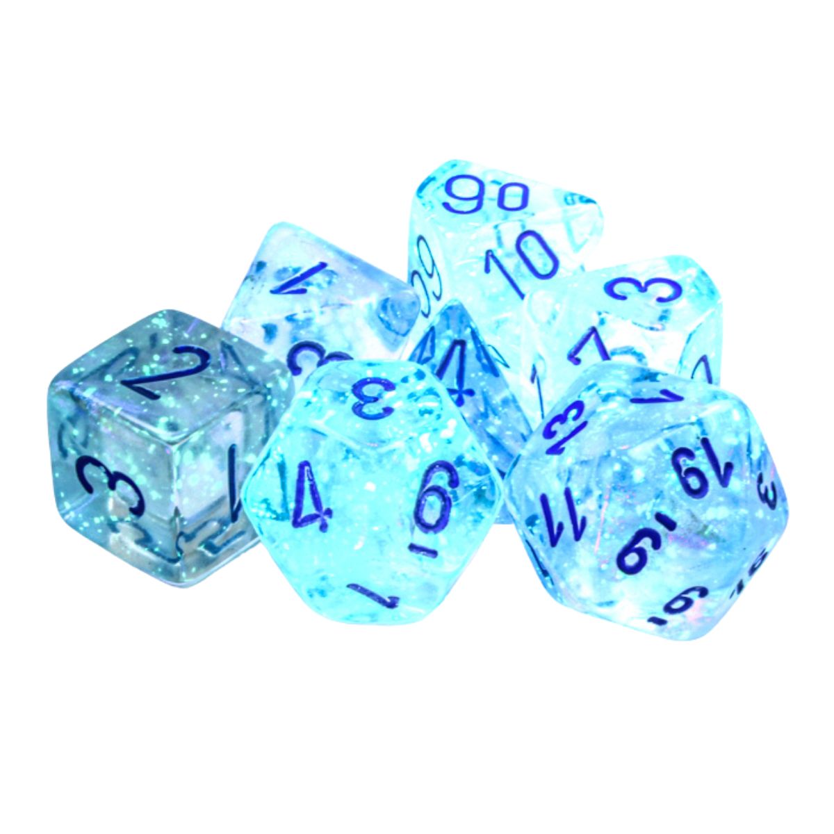 Chessex CHX 27581 Borealis Polyhedral Icicle/Light Blue Luminary 7-Die Set