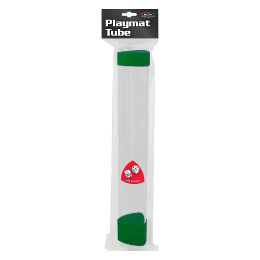 BCW Clear Playmat Tube with Green Caps Dice
