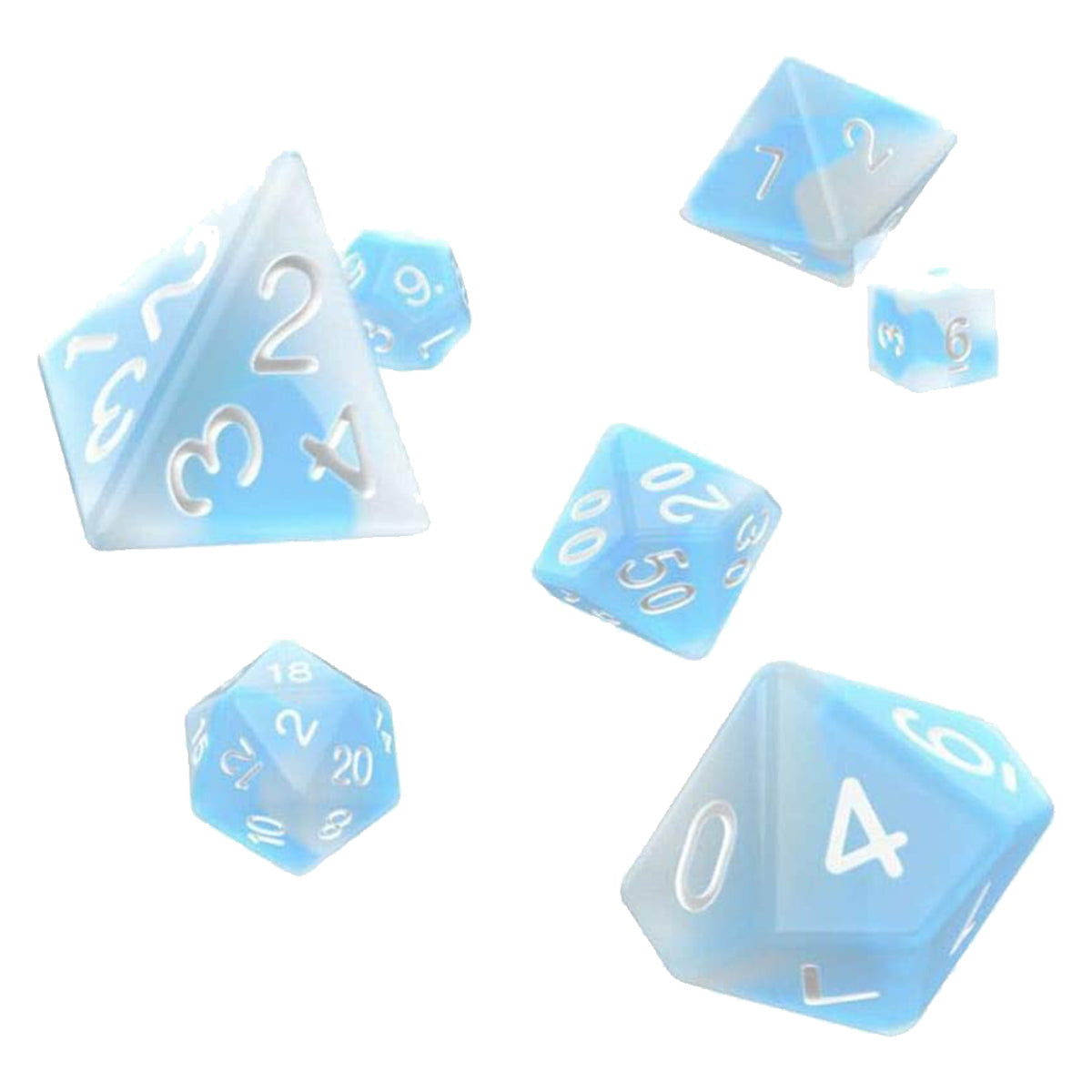Oakie Doakie Dice RPG Set Glow in the Dark - Arctic 7pc