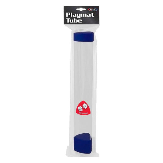 BCW Clear Playmat Tube with Blue Caps Dice